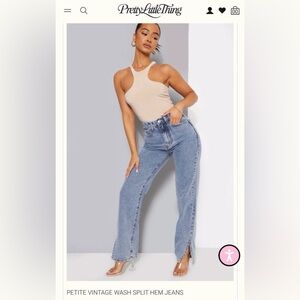Pretty Little Thing PETITE BLUE DIP WAIST SPLIT HEM DENIM JEANS (2 pairs) 👖✨🩵💙